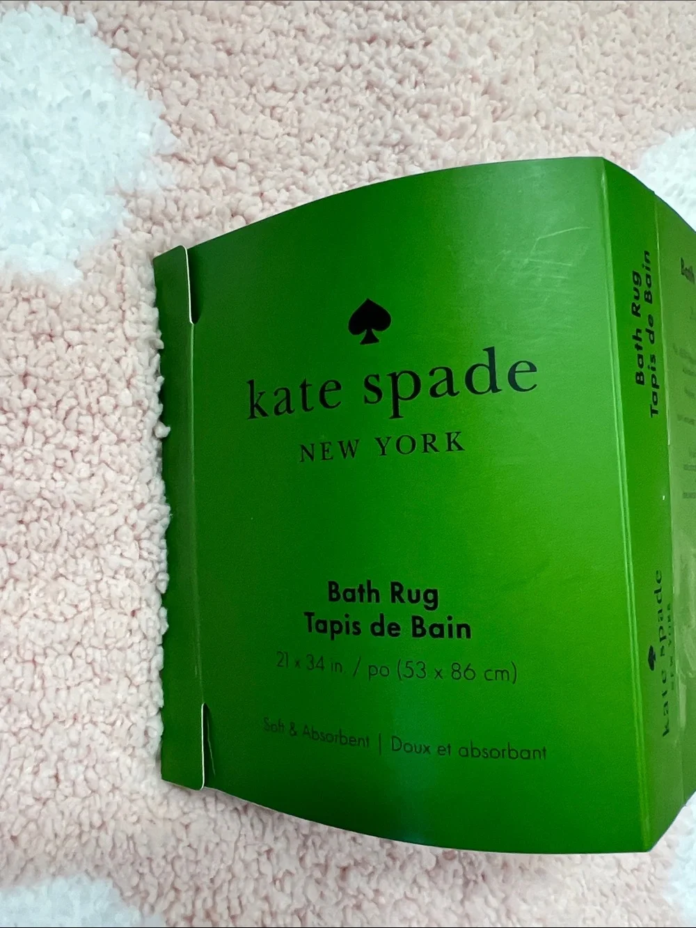 Kate Spade Bath Mat Blush Pink with White Polka Dots Soft Plush 21